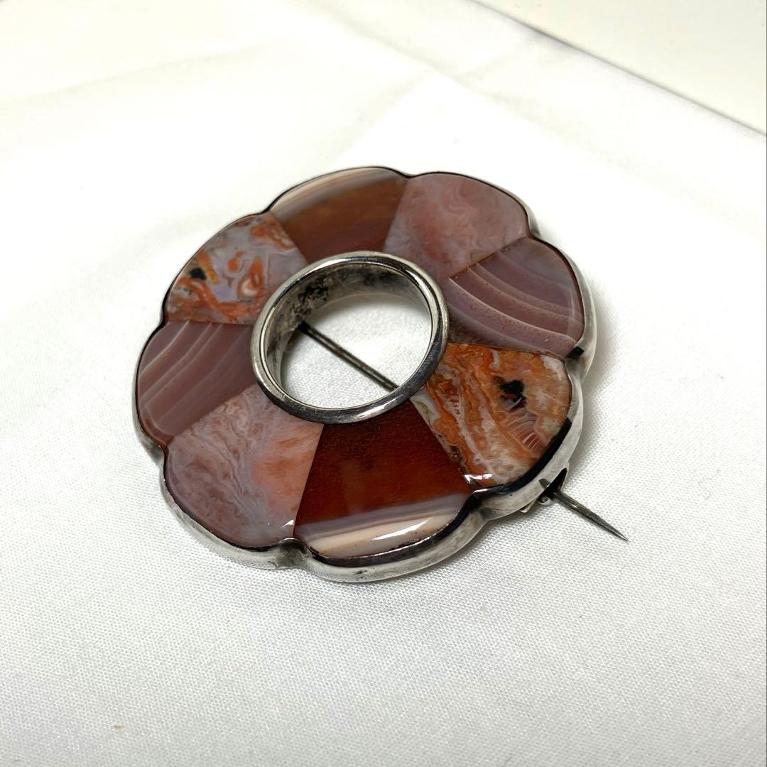 英国アンティーク アゲートブローチ スコティッシュ