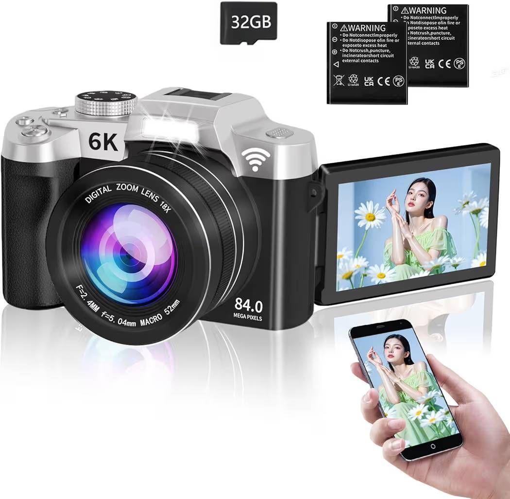 6K録画 デジタルカメラ 8400万画素　18倍デジタルズーム　WiFi出力対応