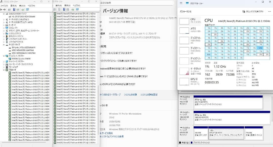 Z6 G4 XEON Platinum 8160 2基/SSD512GB HDD
