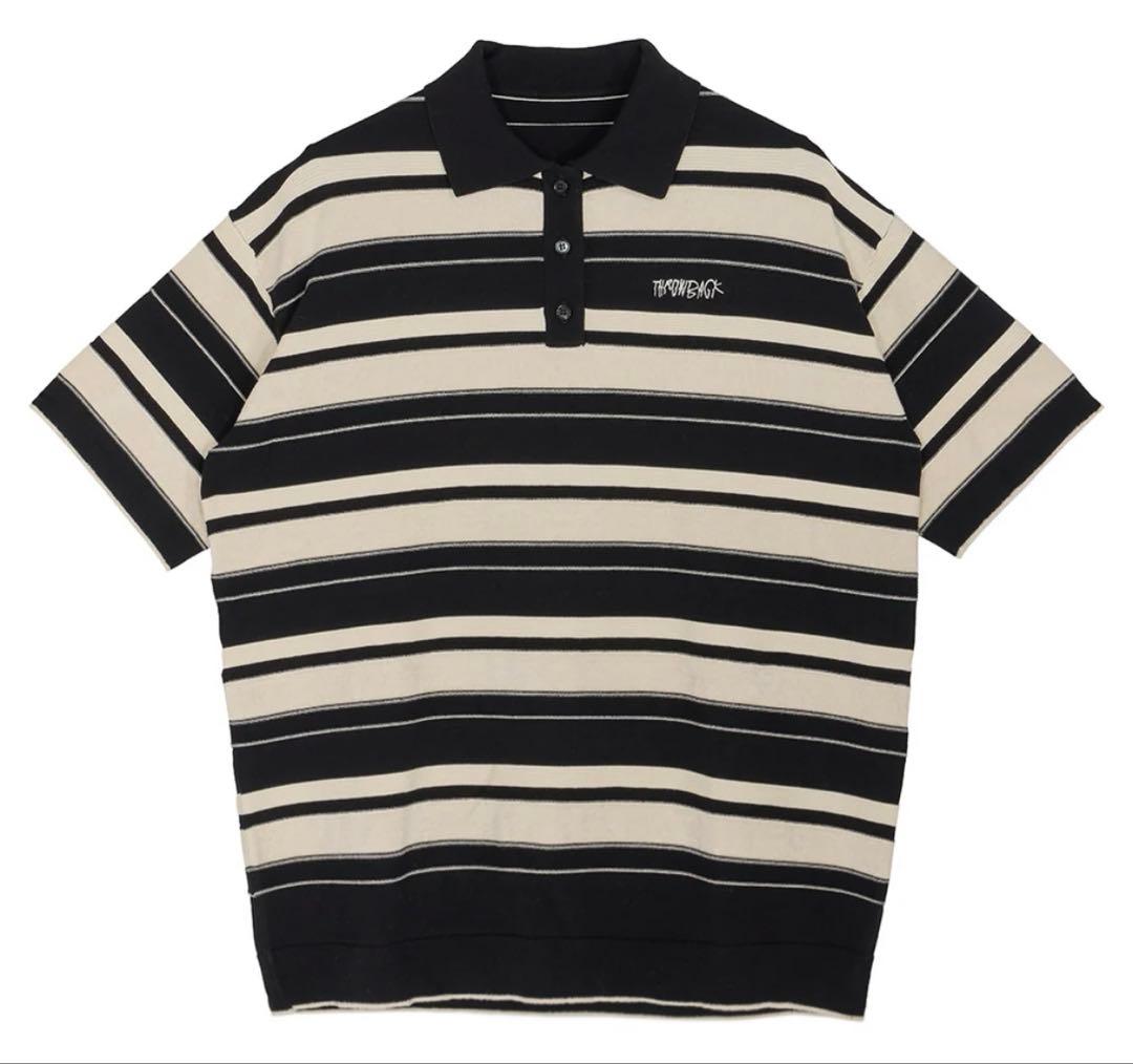 こ*ま様 MULTI BORDER LOGO KNIT POLO TOP ブラッ