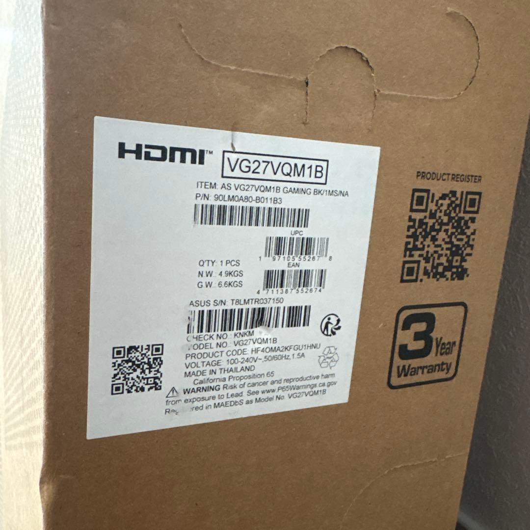【新品未開封】ASUS VG27VQ ゲーミングモニター