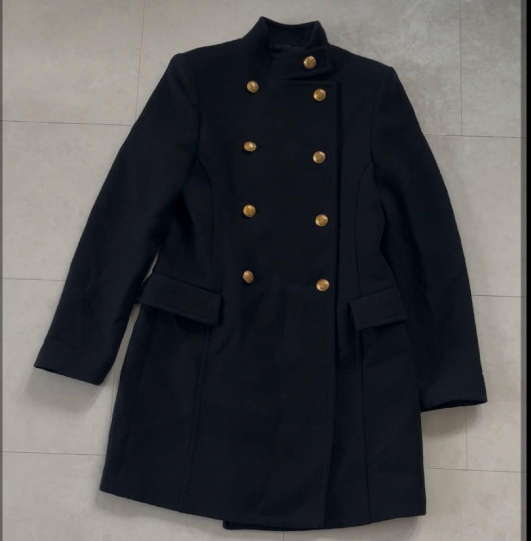 ZARA サイズM ナポレオンコート ダークネイビー ダブルブレスト