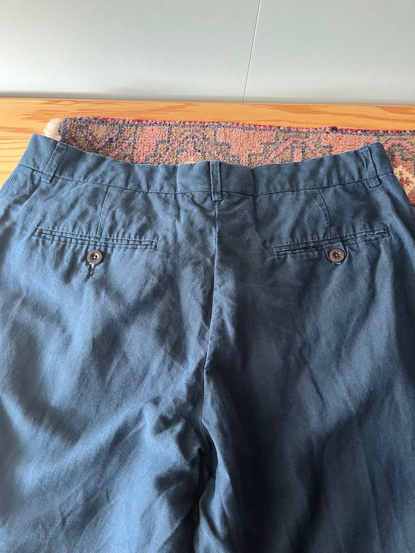 ラルフローレン　リネン　シルク　スラックス　ネイビー　ralph lauren