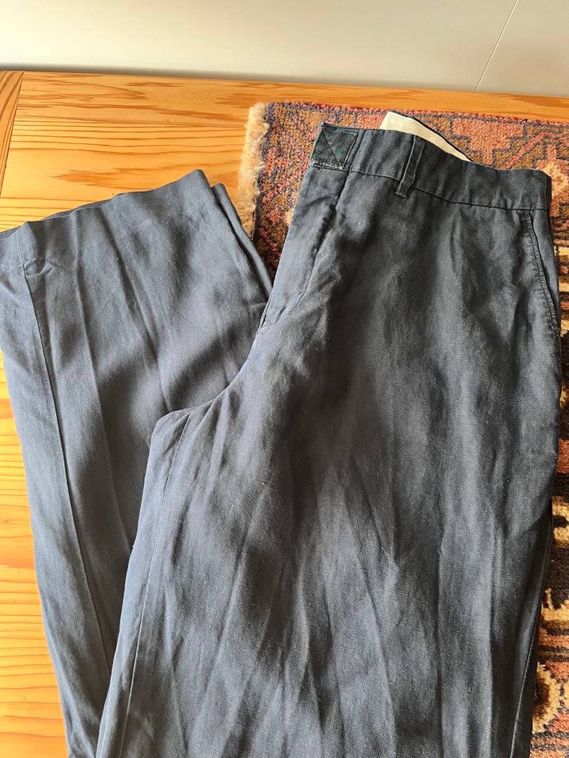 ラルフローレン　リネン　シルク　スラックス　ネイビー　ralph lauren