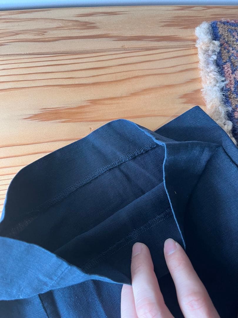 ラルフローレン　リネン　シルク　スラックス　ネイビー　ralph lauren