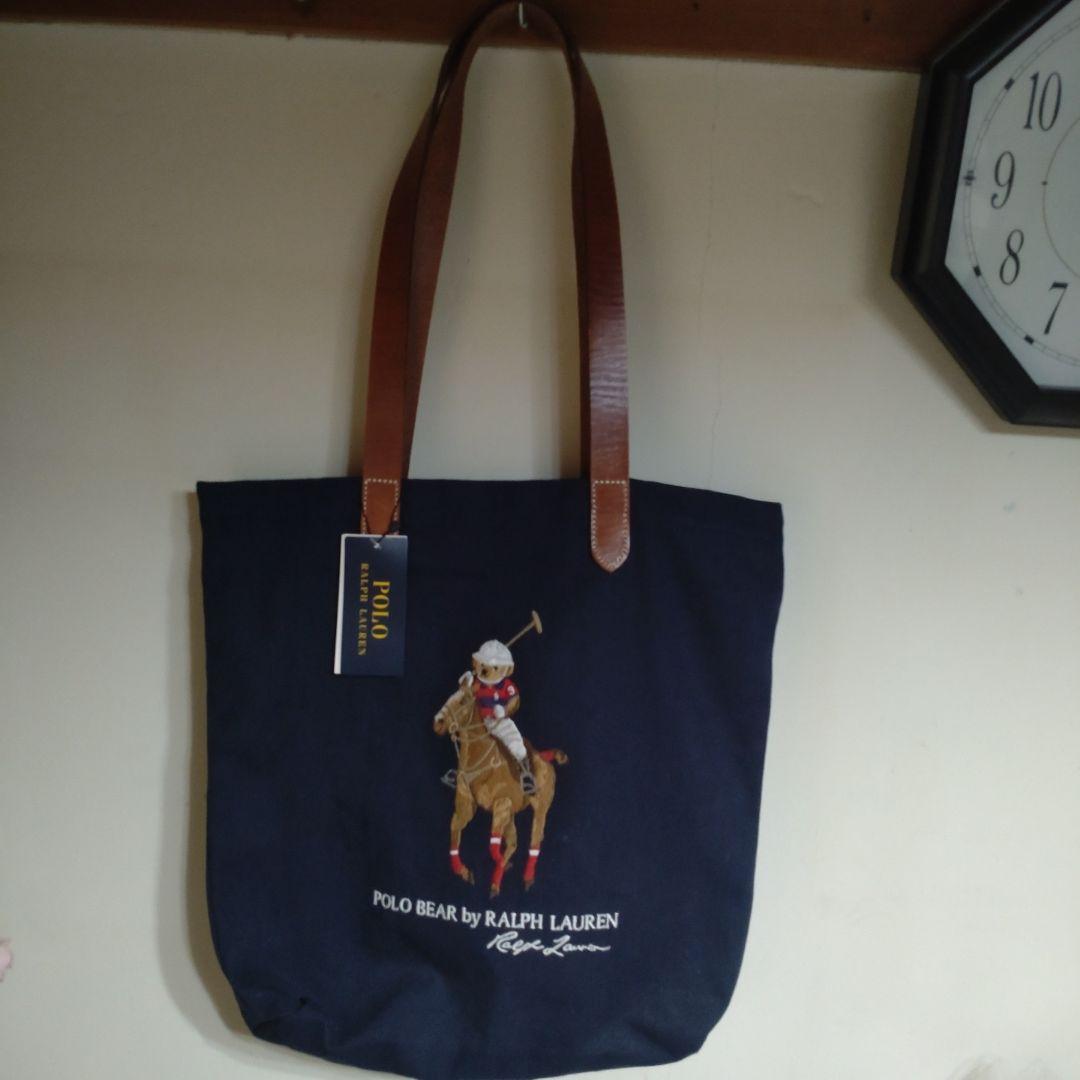 【未使用美品タグ付き！】持ち手本革ポロベアラルフローレントートバッグ