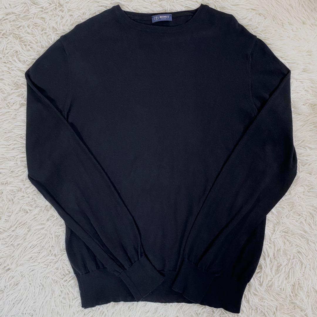 【美品】イタリア製 BEAMSf コットンニット ビームスエフ　ブラック　長袖