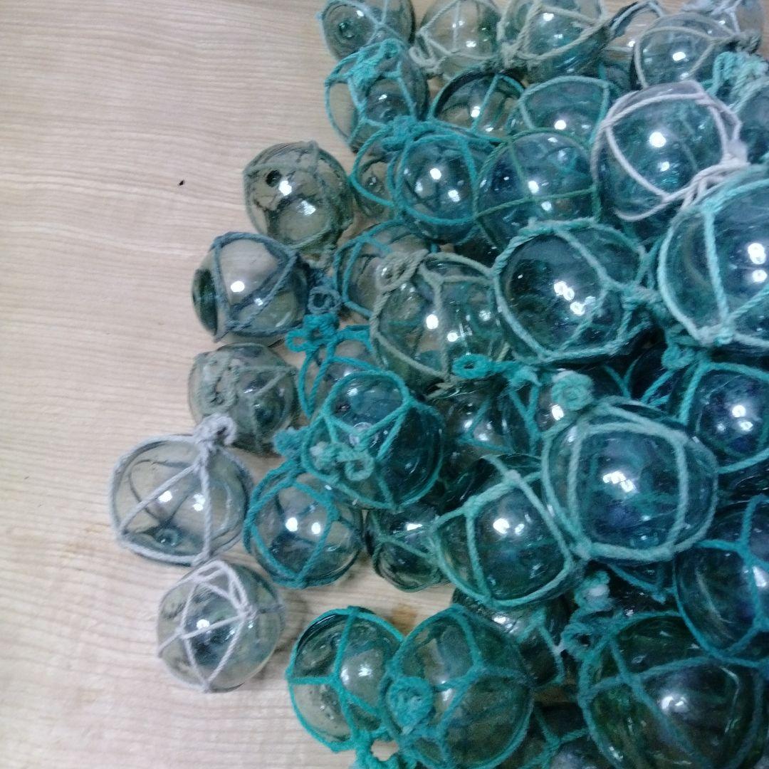 ガラス浮球　浮き玉　ガラス玉　漁具　 ９８個セット　網紐付き