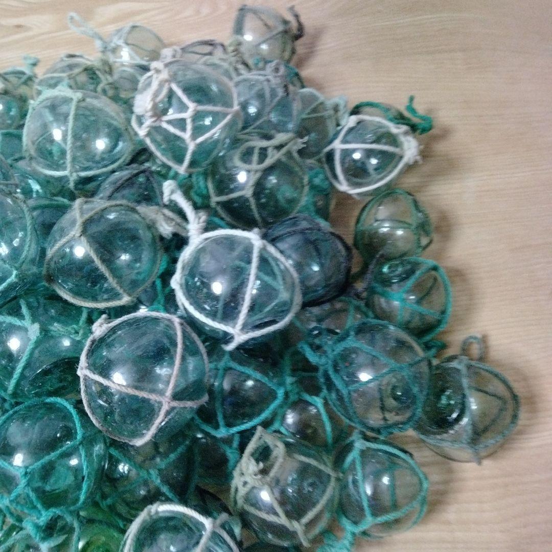 ガラス浮球　浮き玉　ガラス玉　漁具　 ９８個セット　網紐付き