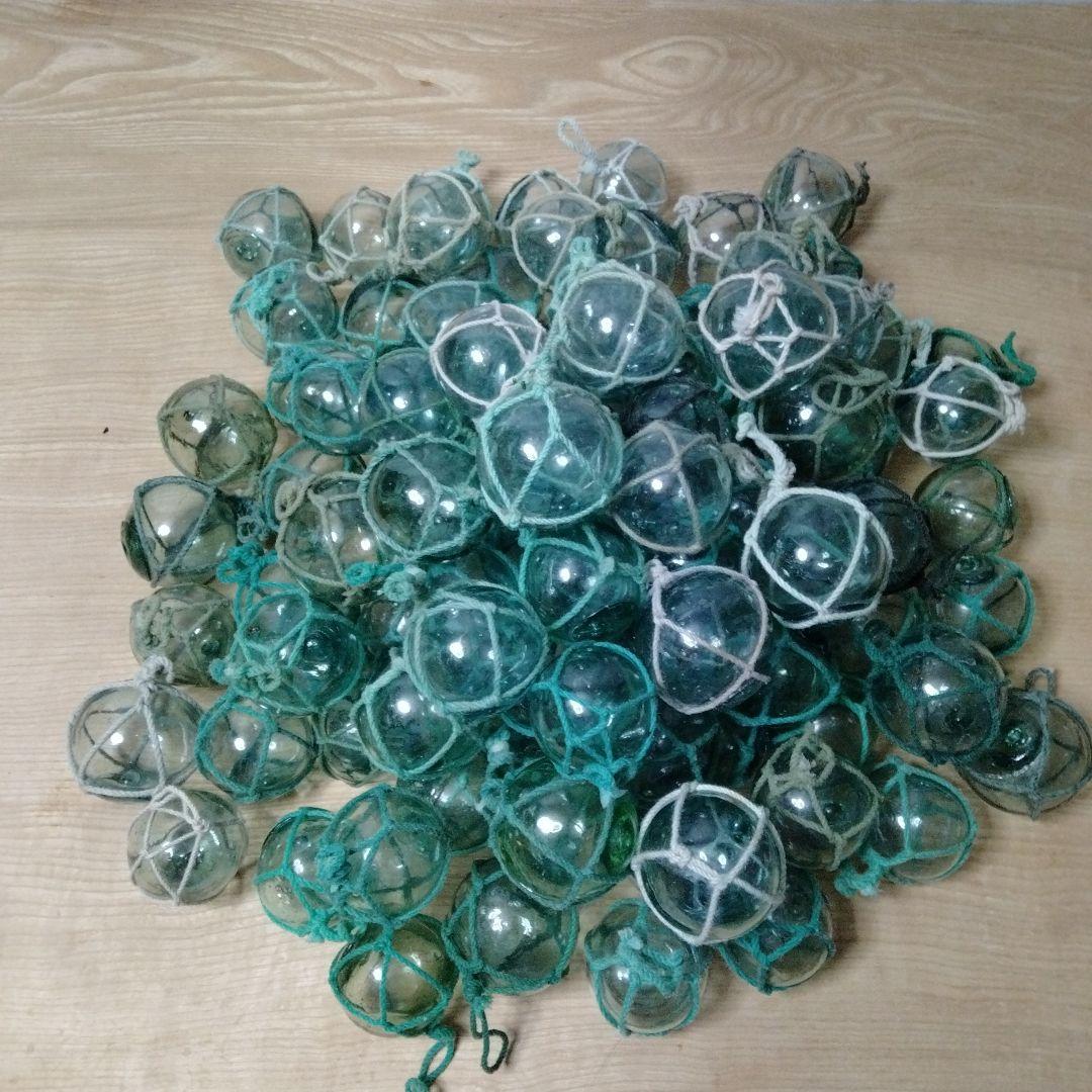 ガラス浮球　浮き玉　ガラス玉　漁具　 ９８個セット　網紐付き