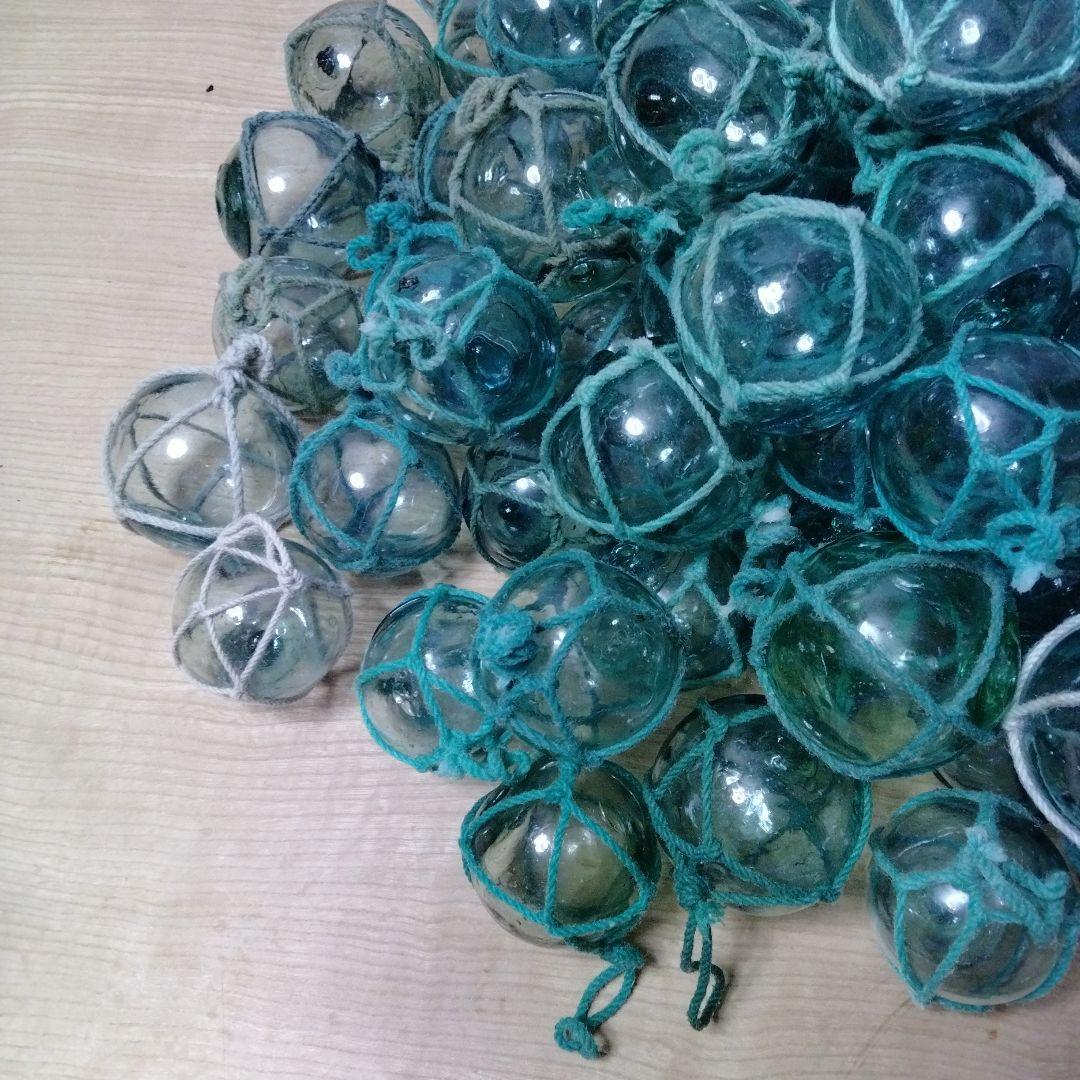 ガラス浮球　浮き玉　ガラス玉　漁具　 ９８個セット　網紐付き