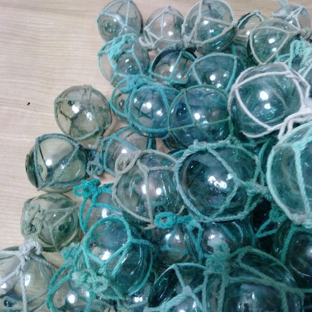 ガラス浮球　浮き玉　ガラス玉　漁具　 ９８個セット　網紐付き