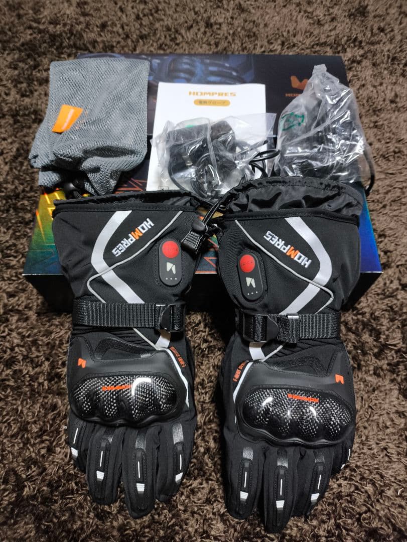 美品 HOMPRES ホンプレス 電熱グローブ S バイク ツーリング 手袋