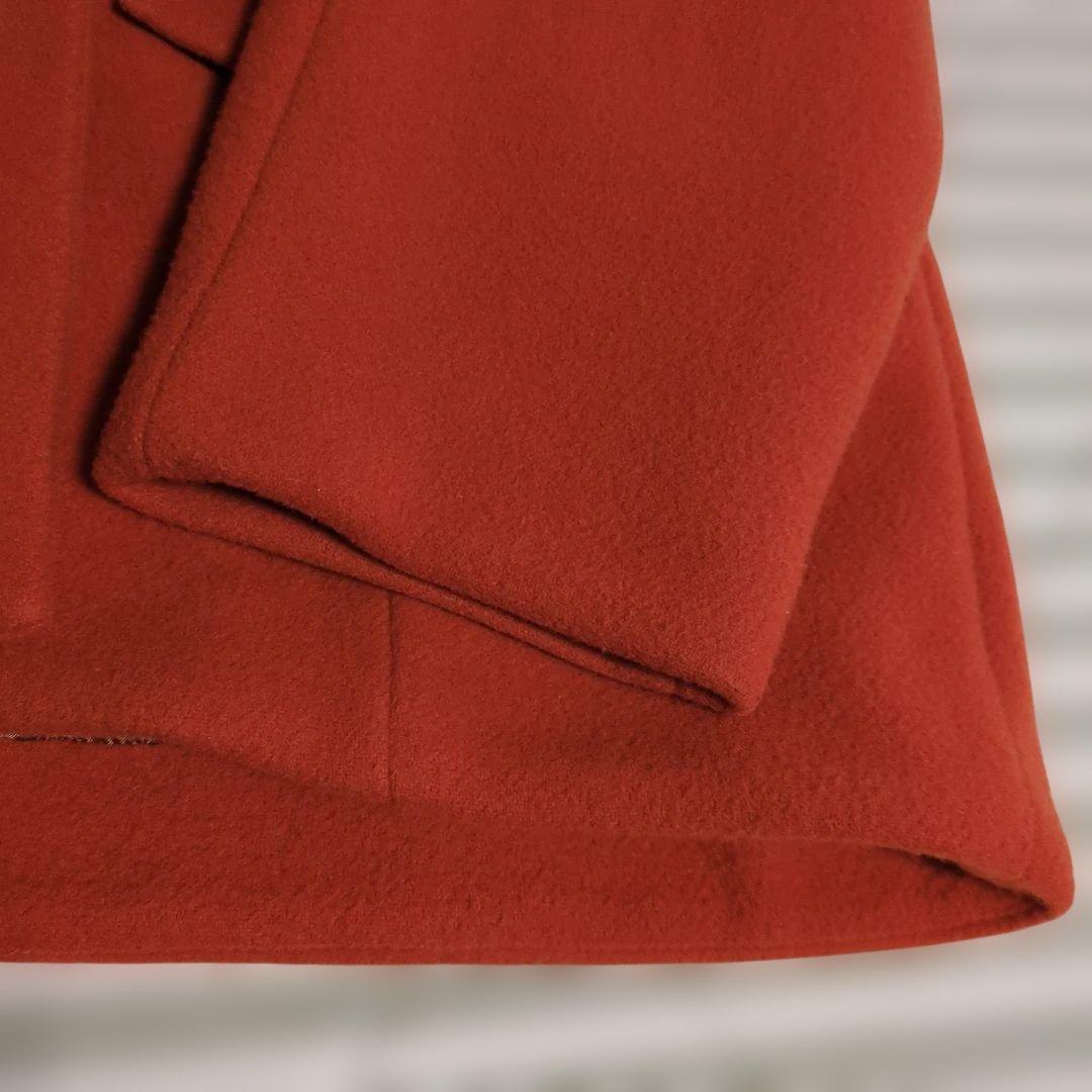 UN3D. ドルマンミドルウールコート ミドル丈 36 コクーン 朱赤 毛100