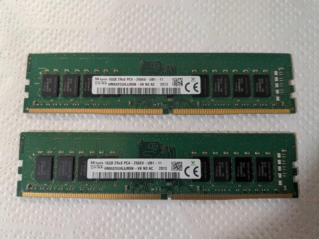 【メモリー合計32GB】SK hynix 16GB DDR4-2666 ×2枚