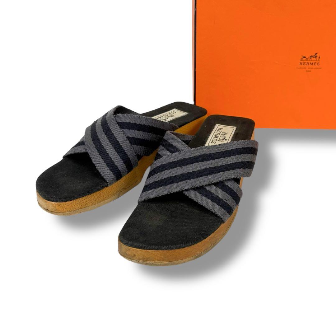 エルメス HERMES エールライン フールトゥ サナリー ブラック サンダル