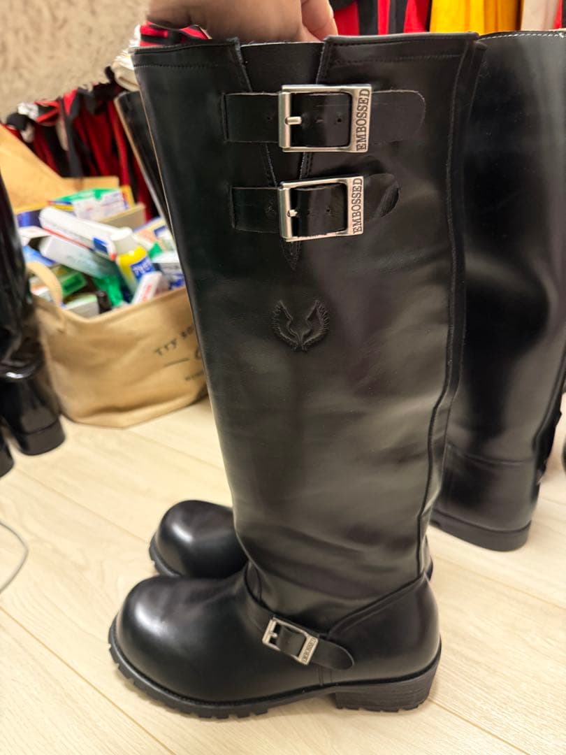 メンズ　ロングブーツ　乗馬、コスプレ、本革　レザー　エンジニアブーツ　日本軍