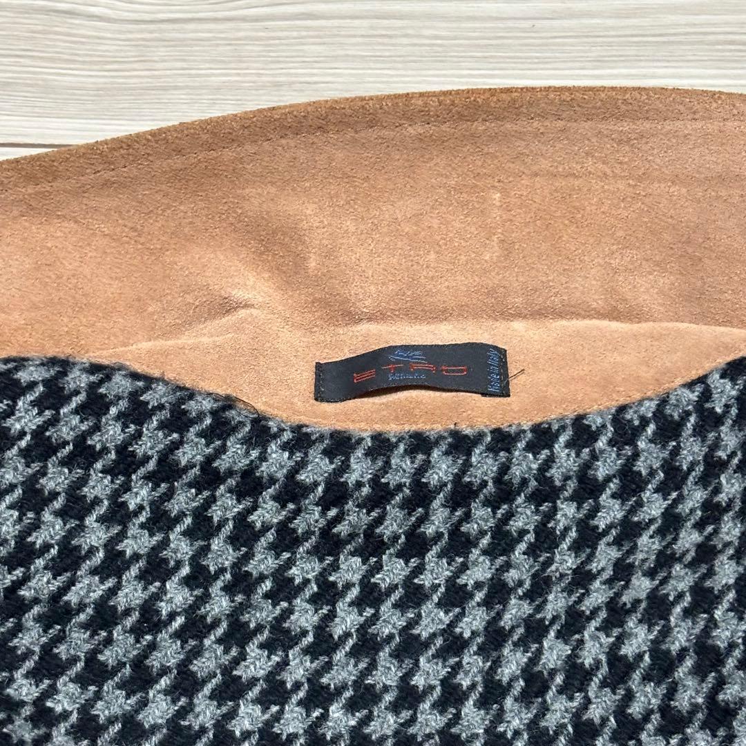 エトロ 千鳥柄 ジップアップジャケット ウール スエード