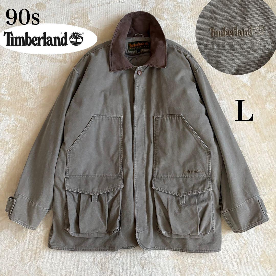 美品✨90s ティンバーランド ハンティングジャケット 襟レザー中綿ライナー 付
