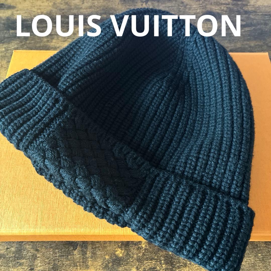 LOUIS VUITTON ルイヴィトン ニット帽 ビーニー ブラック　黒　L