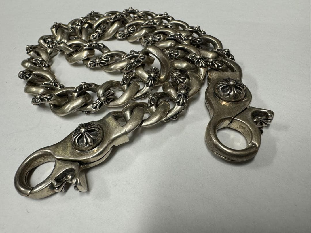 シルバー925 ウォレットチェーン　2クリップ　クロスチェーン　重厚