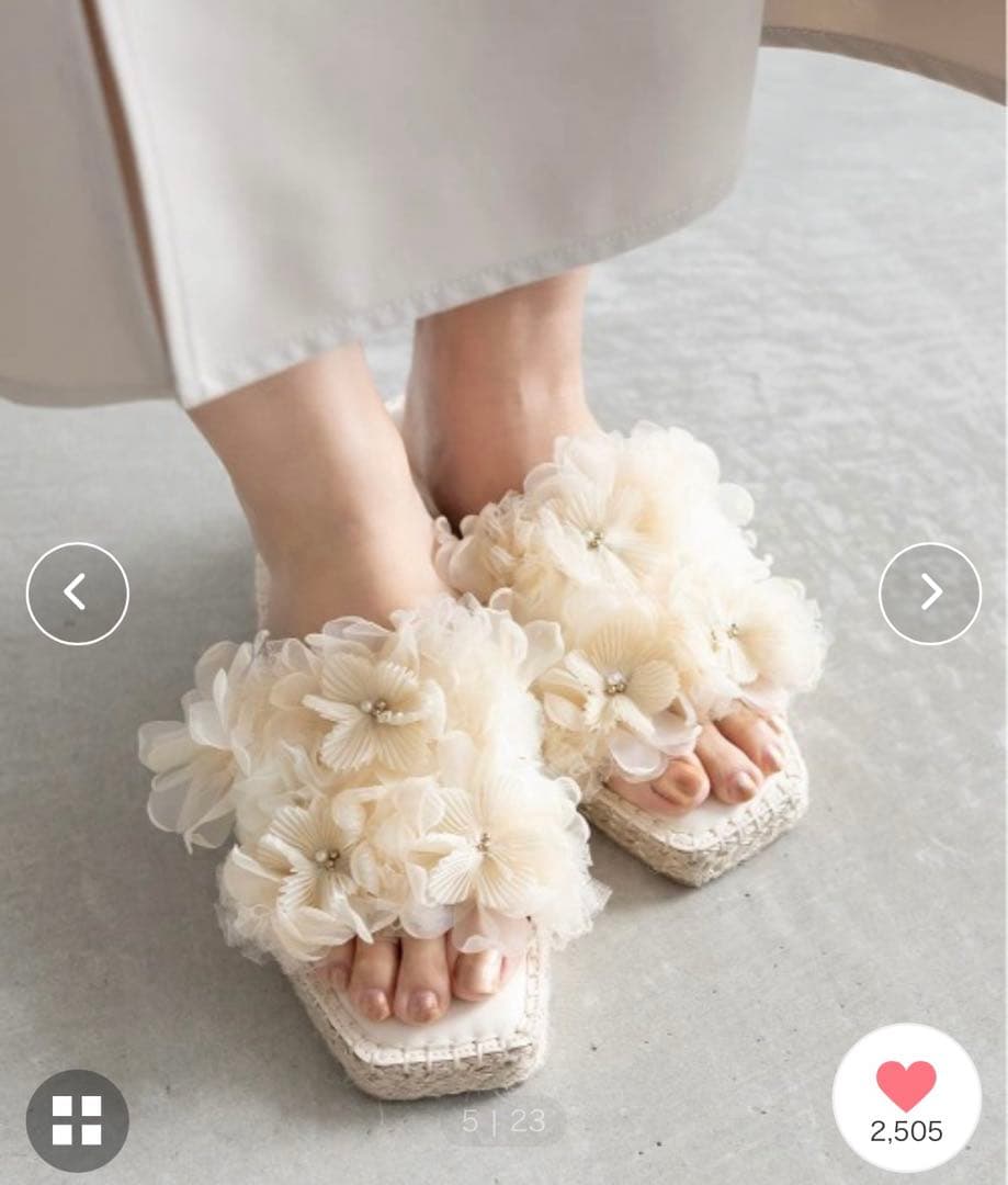 RANDA シフォンフラワーミュールサンダル　即購入ok⭐︎