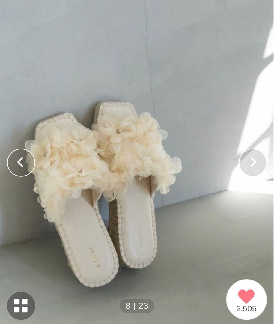 RANDA シフォンフラワーミュールサンダル　即購入ok⭐︎