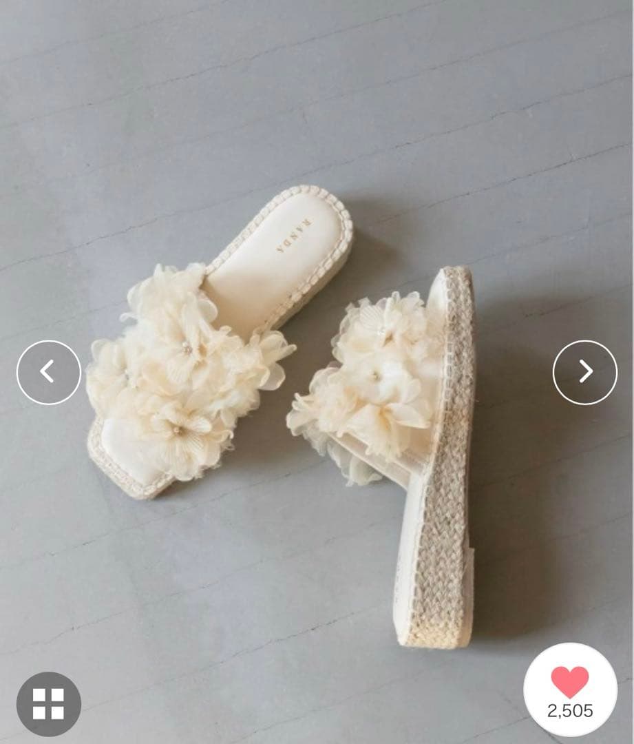 RANDA シフォンフラワーミュールサンダル　即購入ok⭐︎