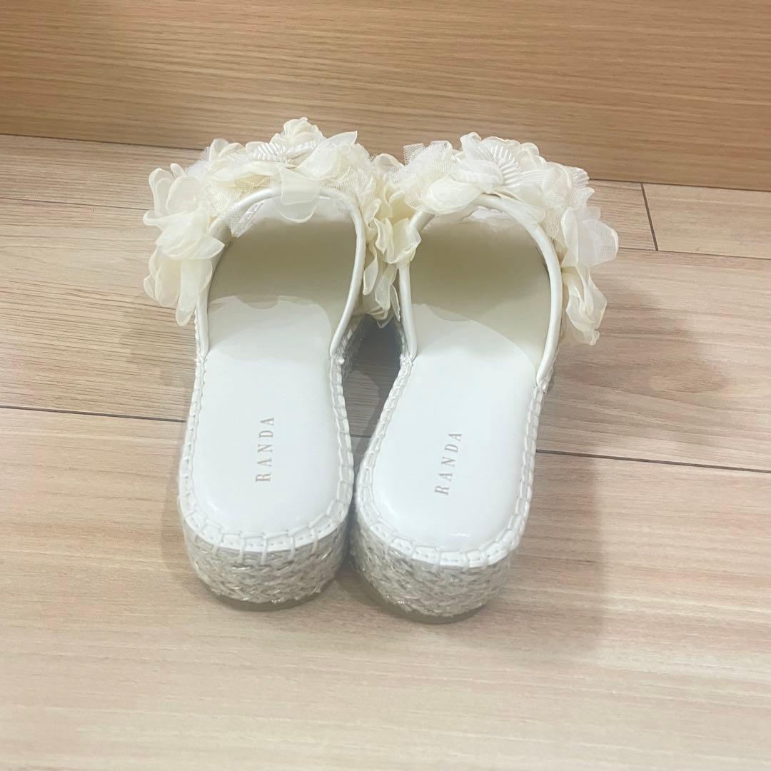 RANDA シフォンフラワーミュールサンダル　即購入ok⭐︎