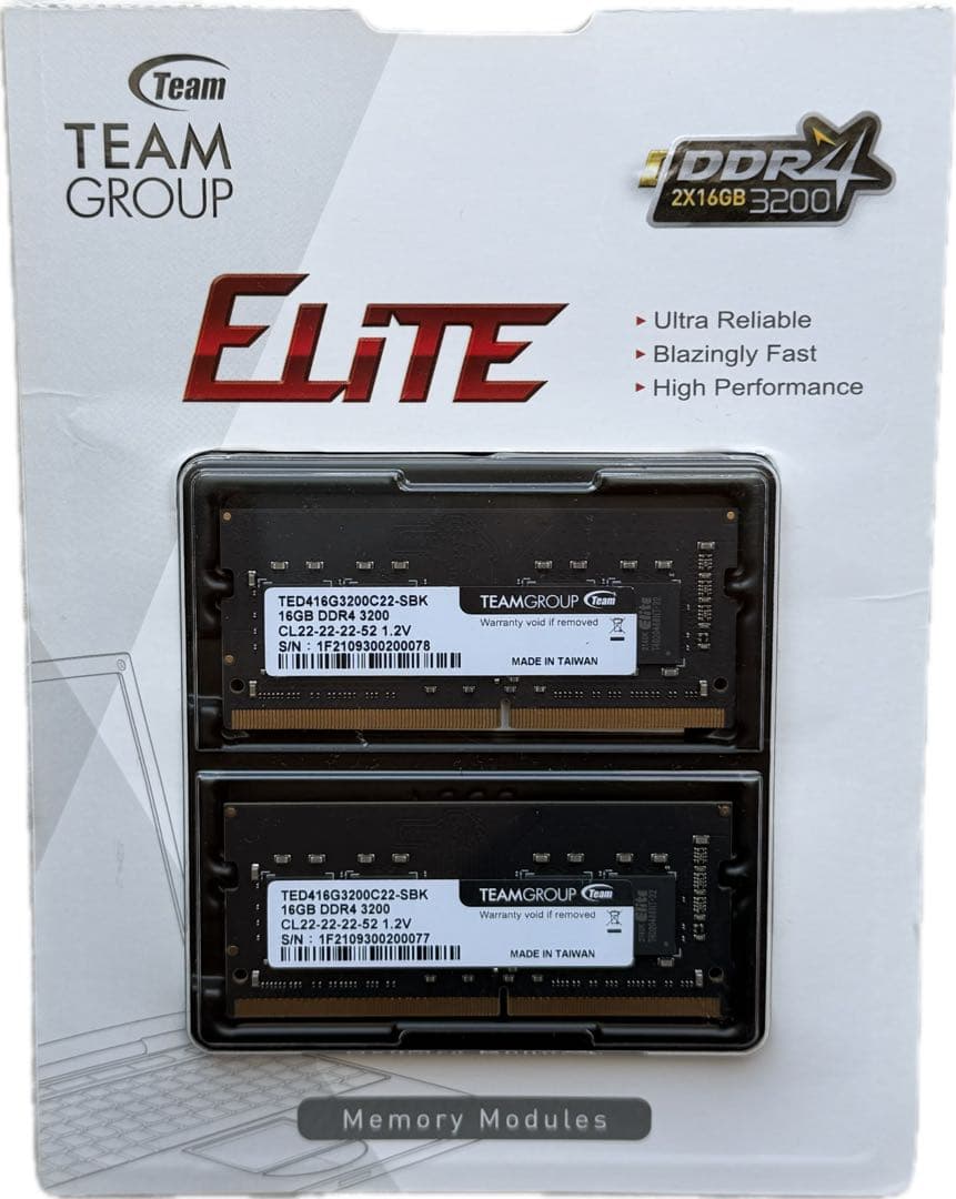 Team Group Elite 32GB DDR4 3200MHz 動作未確認