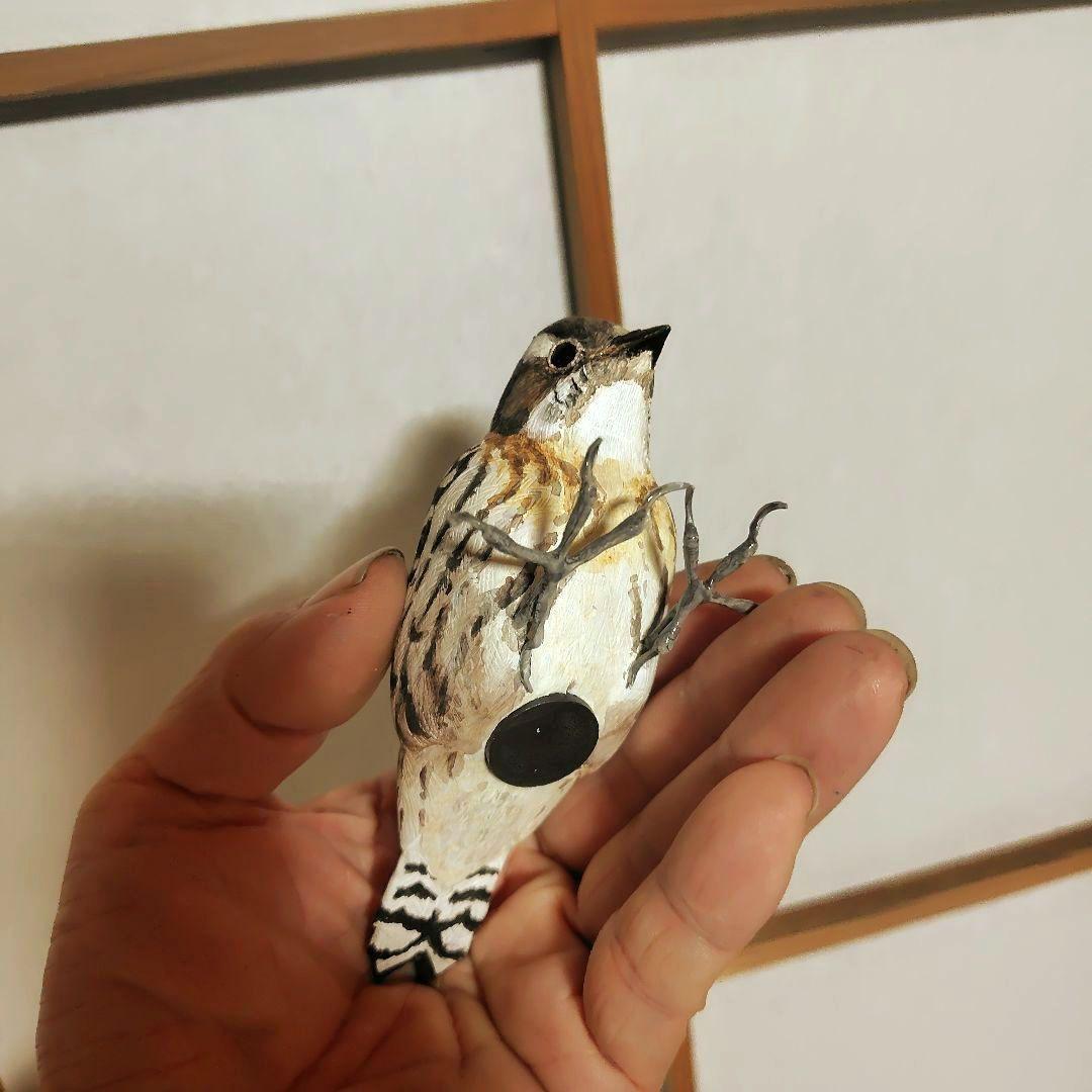 バードカービング コゲラ(キツツキ) マグネット 野鳥 木彫り