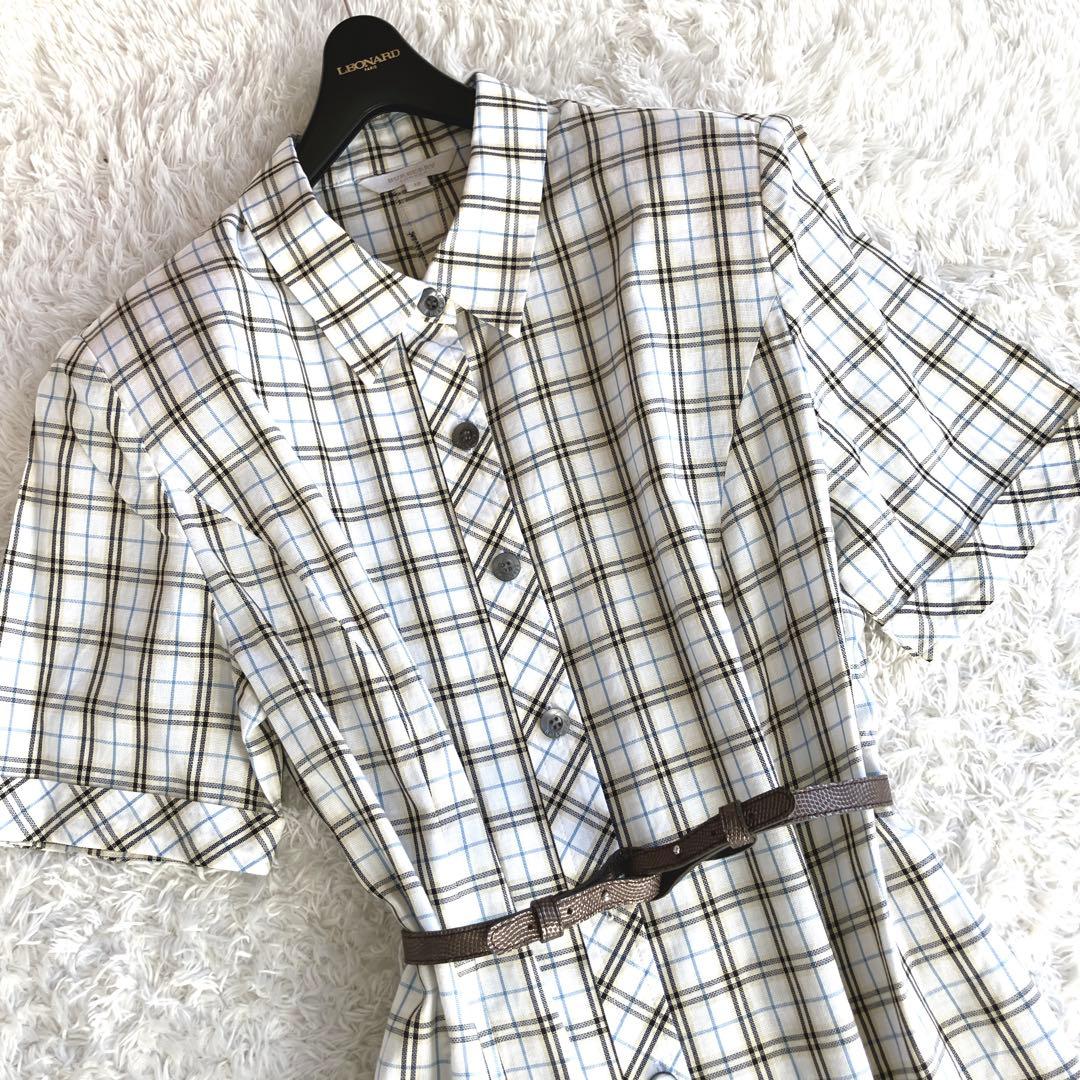 希少✨46サイズ バーバリー シャツワンピース ノバチェック マキシ ベルト 白