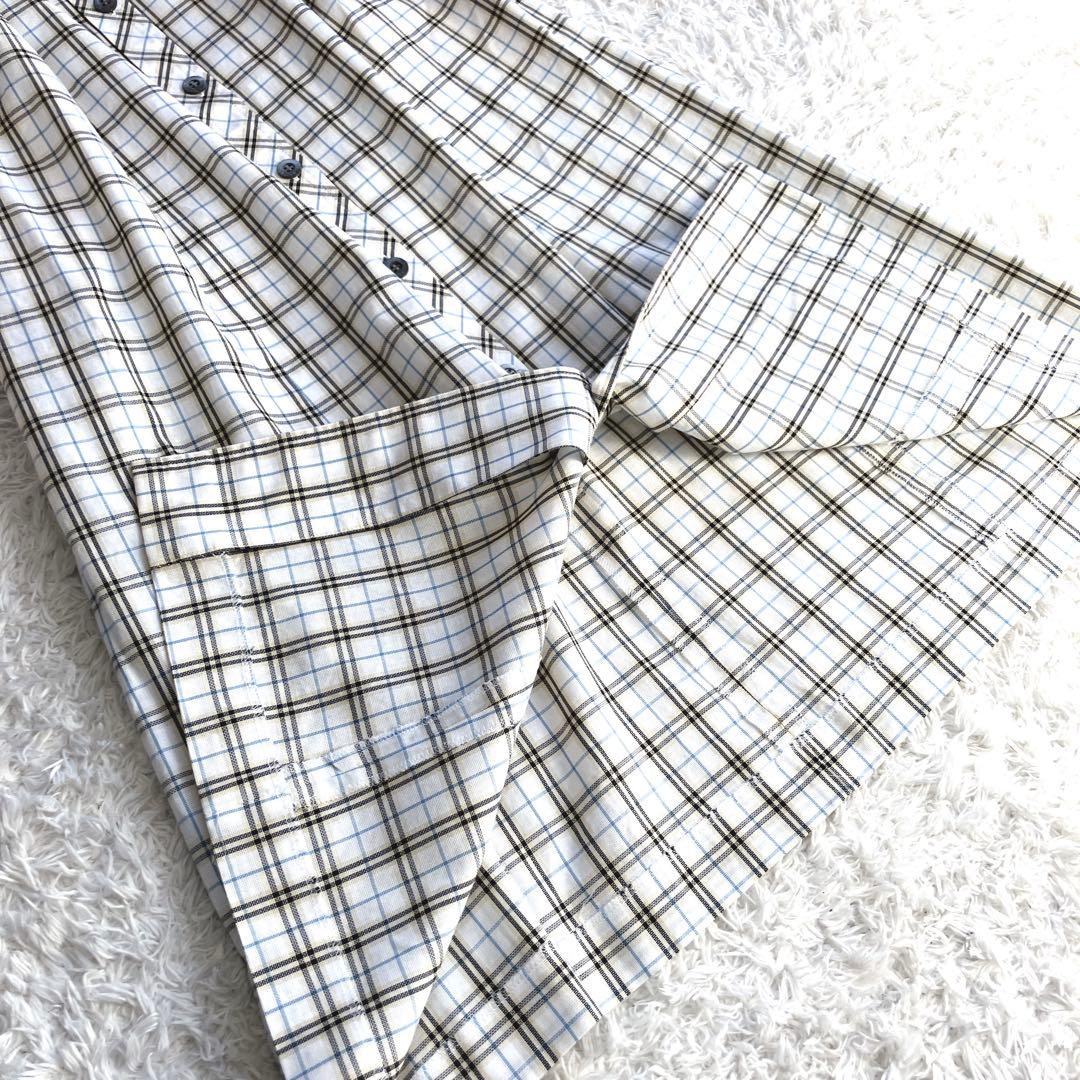 希少✨46サイズ バーバリー シャツワンピース ノバチェック マキシ ベルト 白