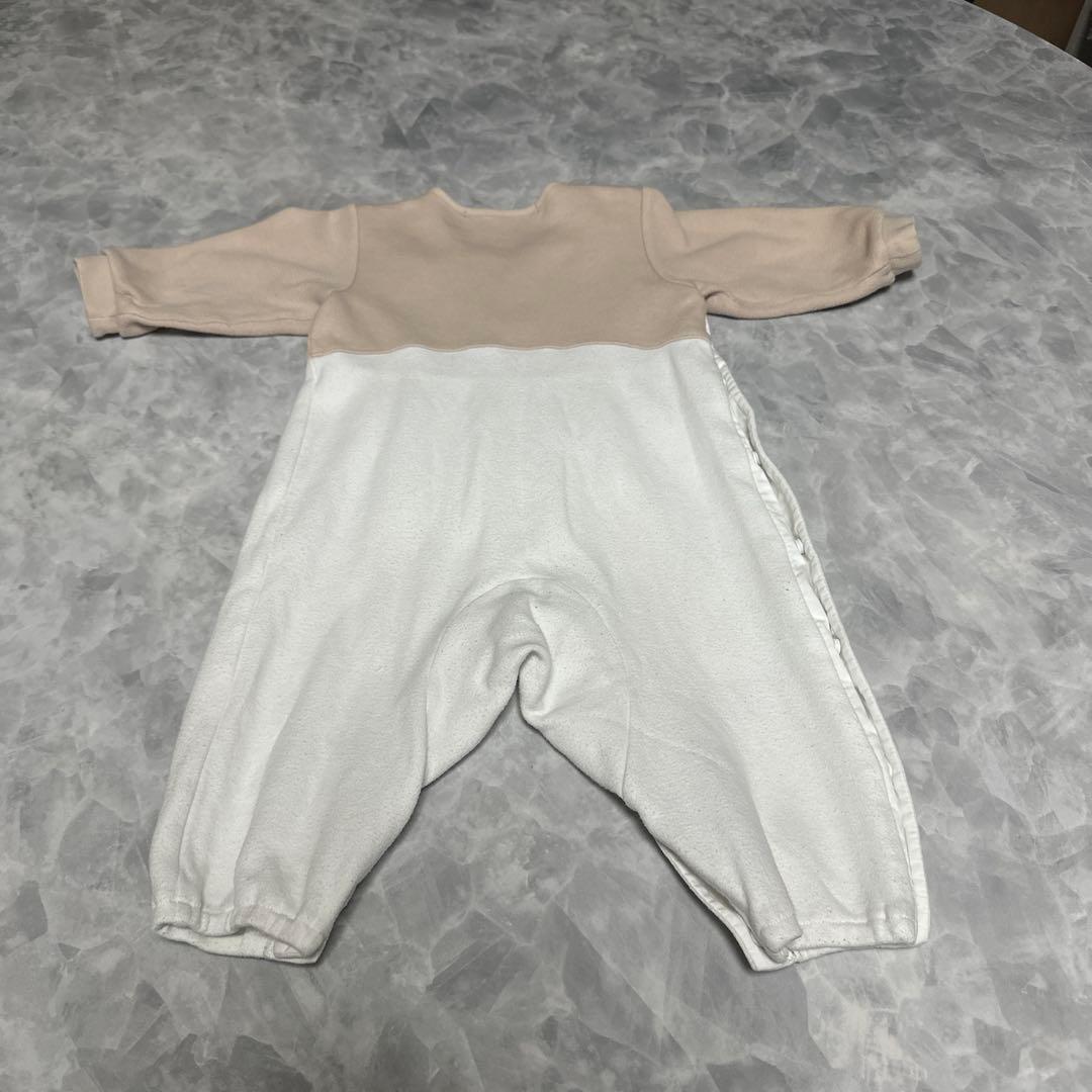 familiar カバーオール ベージュ/ホワイト