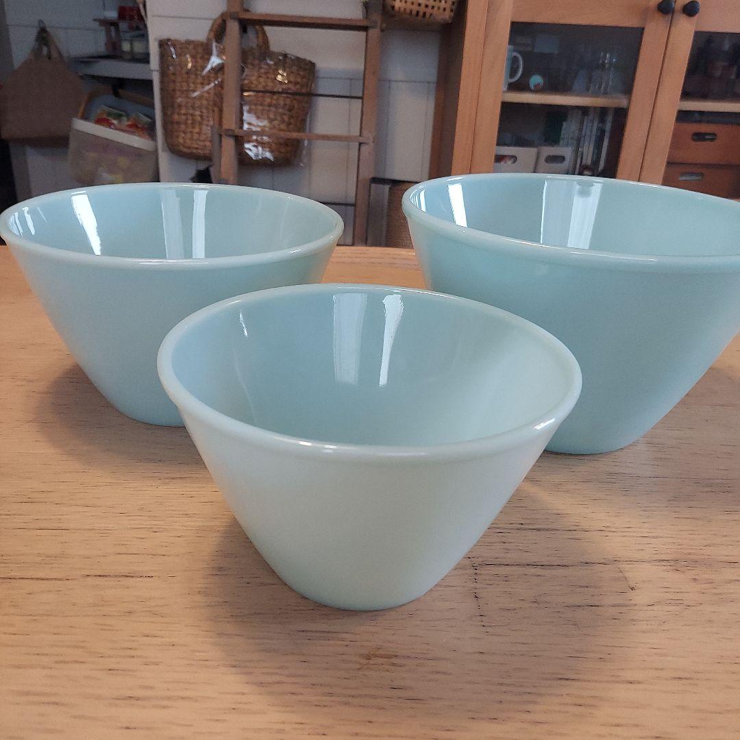 ファイヤーキングターコイズブルーミキシングボウル三点セット