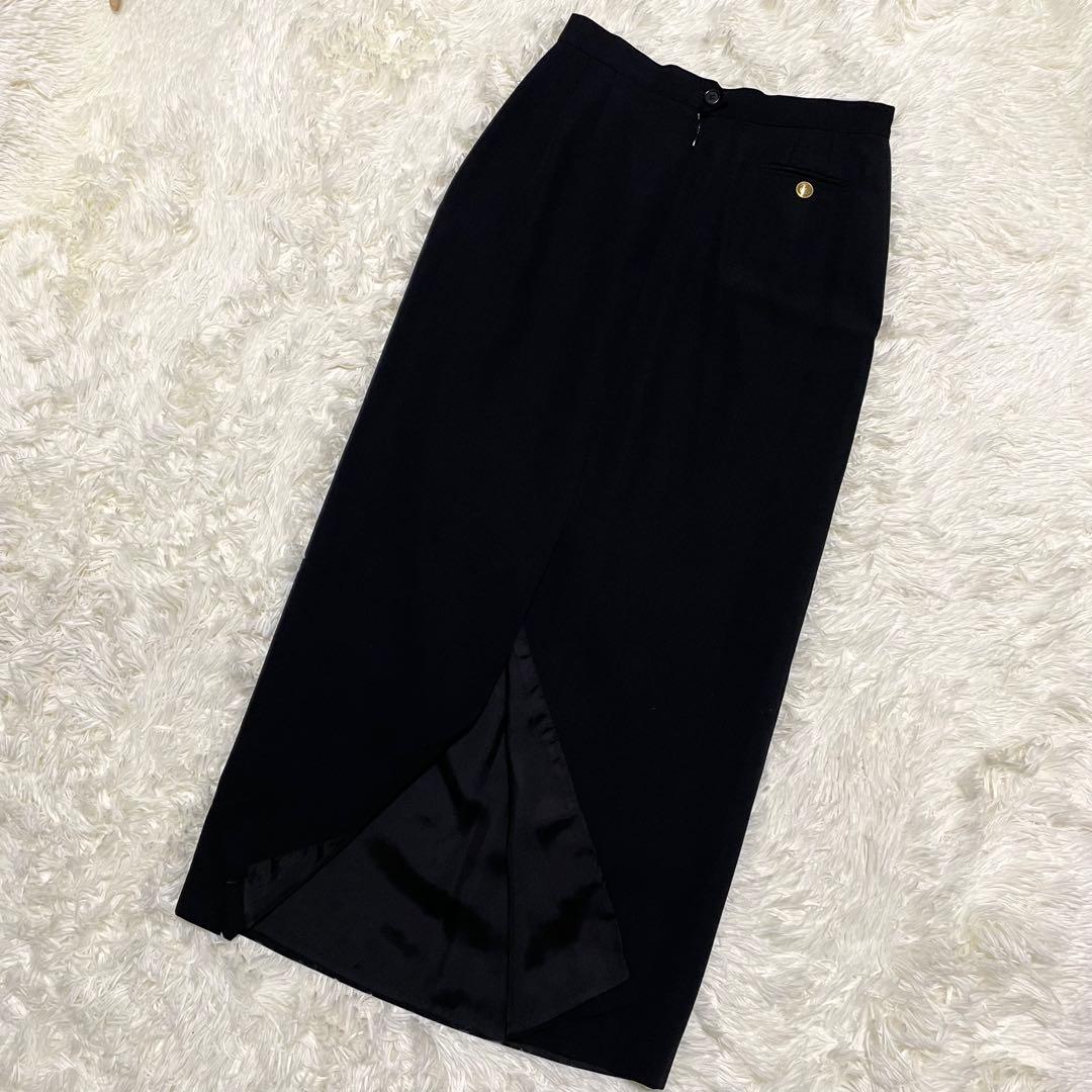 美品 GUCCI ダブル 金ボタン スカート セットアップ レディース42 黒