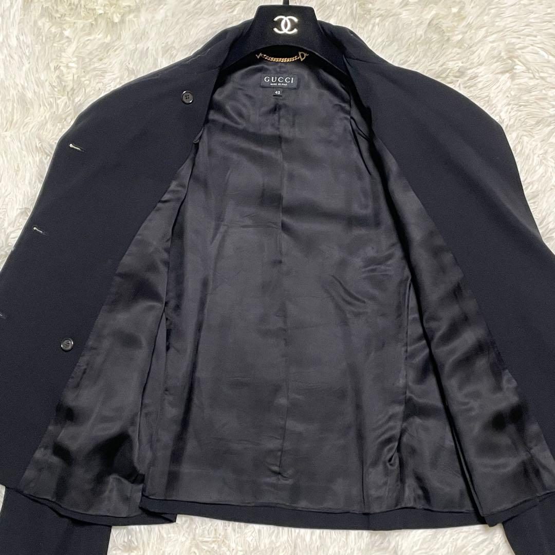 美品 GUCCI ダブル 金ボタン スカート セットアップ レディース42 黒