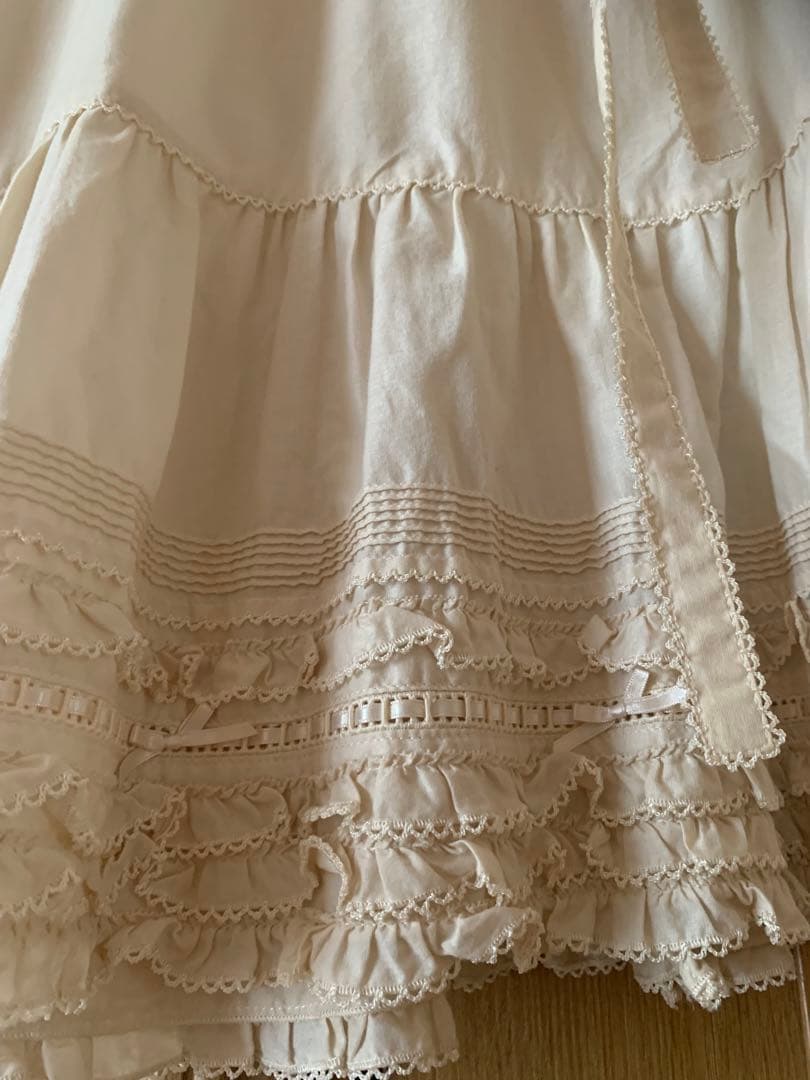 ピンクハウスの綿ローンのピコフリルとサテンリボンのついたチュニックかきなり