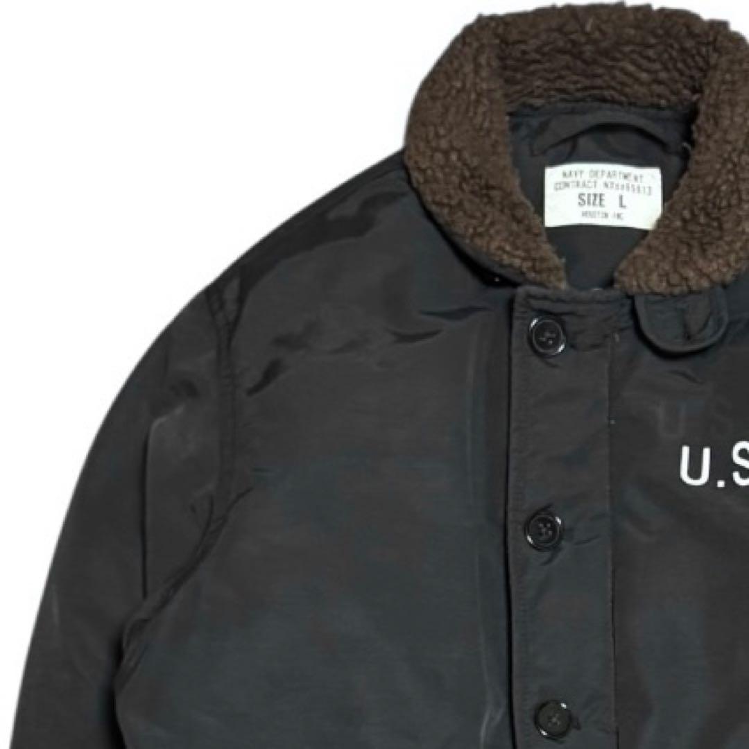 HOUSTON ダウン N-1 デッキジャケット 60/40クロス L ブラック