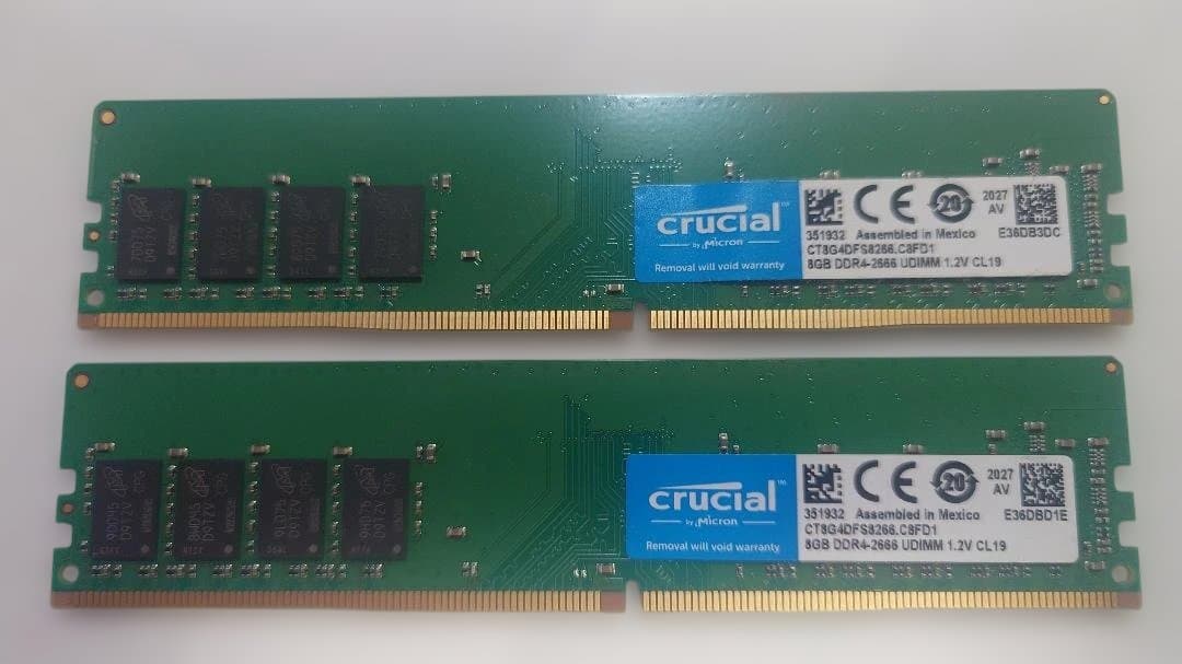o*v様 crucial 8GB×2 DDR4 2666MHz メモリー
