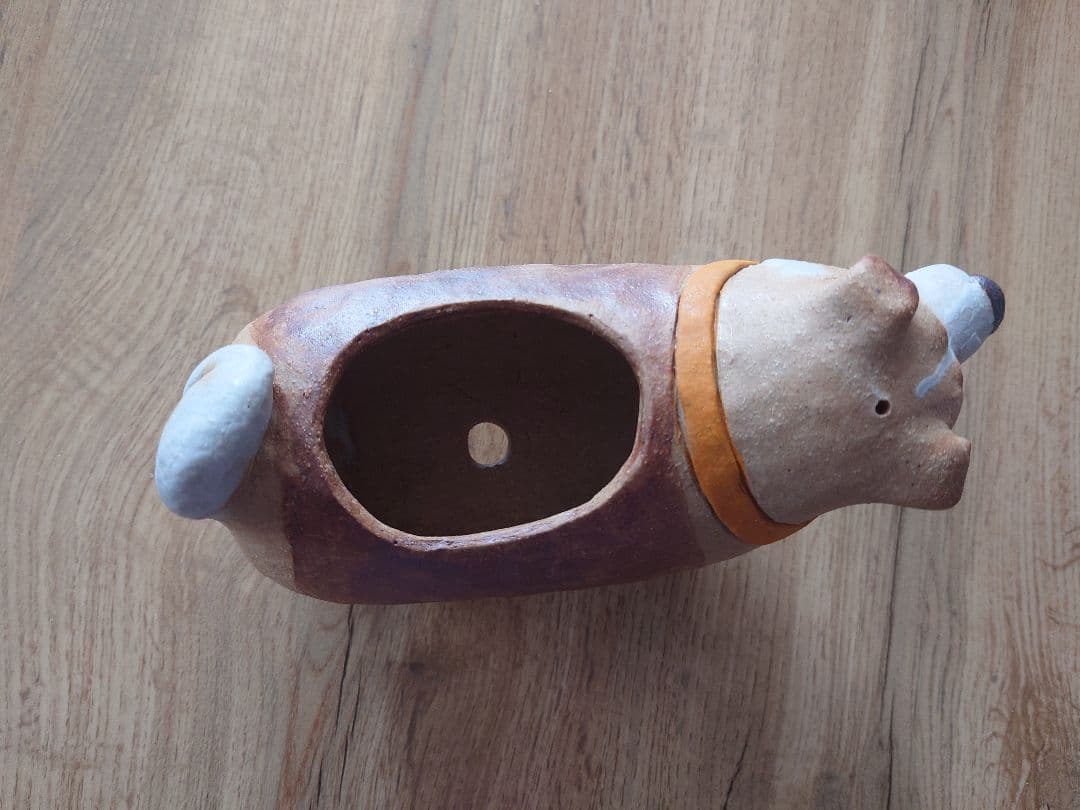 かとうゆみ　犬と小鳥の植木鉢