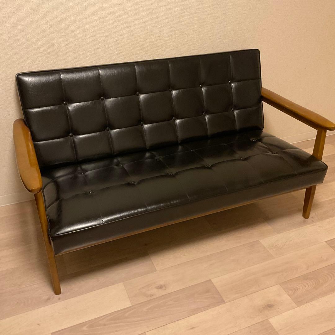 美品　カリモク60 ２人掛けソファ　2シーター ブラック　黒