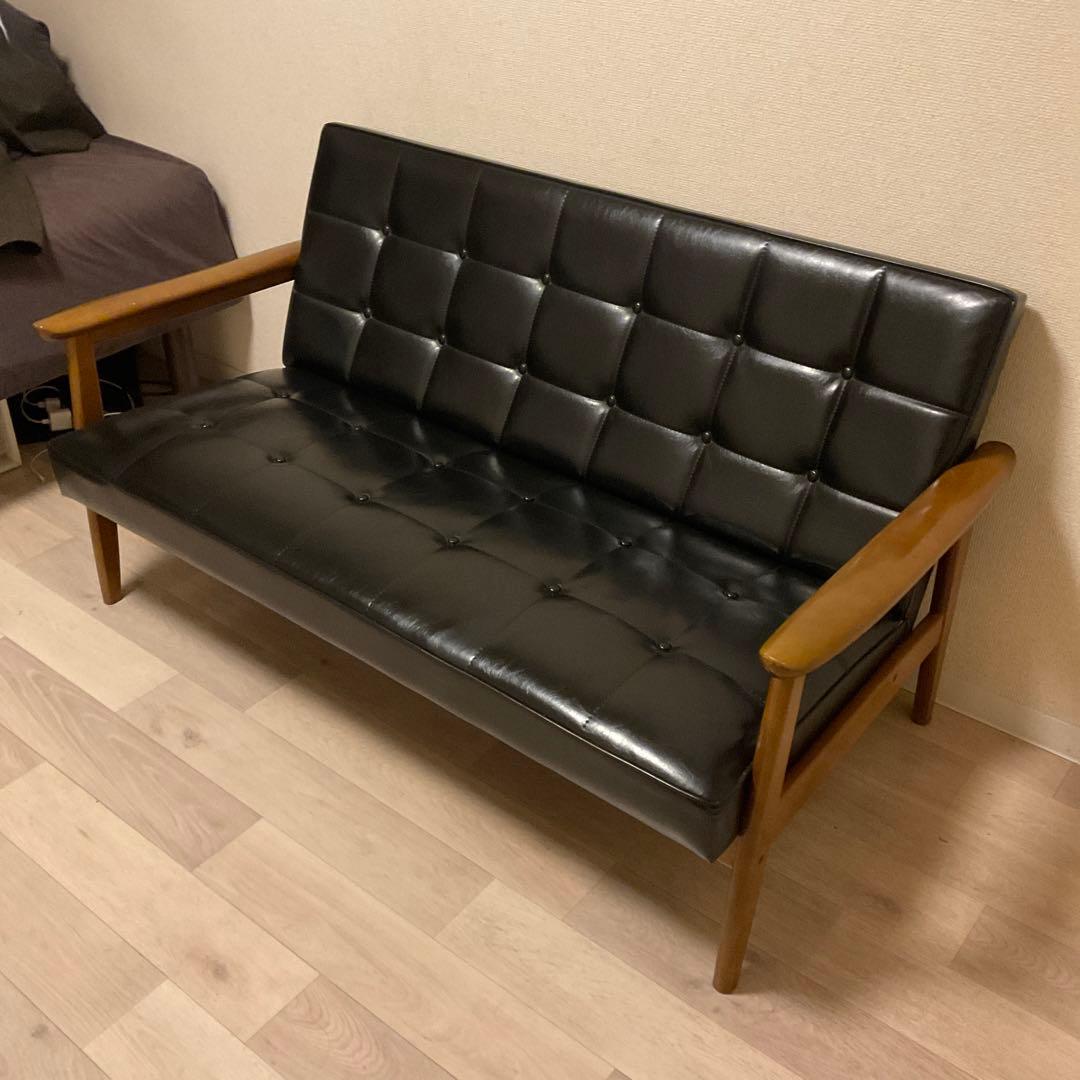 美品　カリモク60 ２人掛けソファ　2シーター ブラック　黒