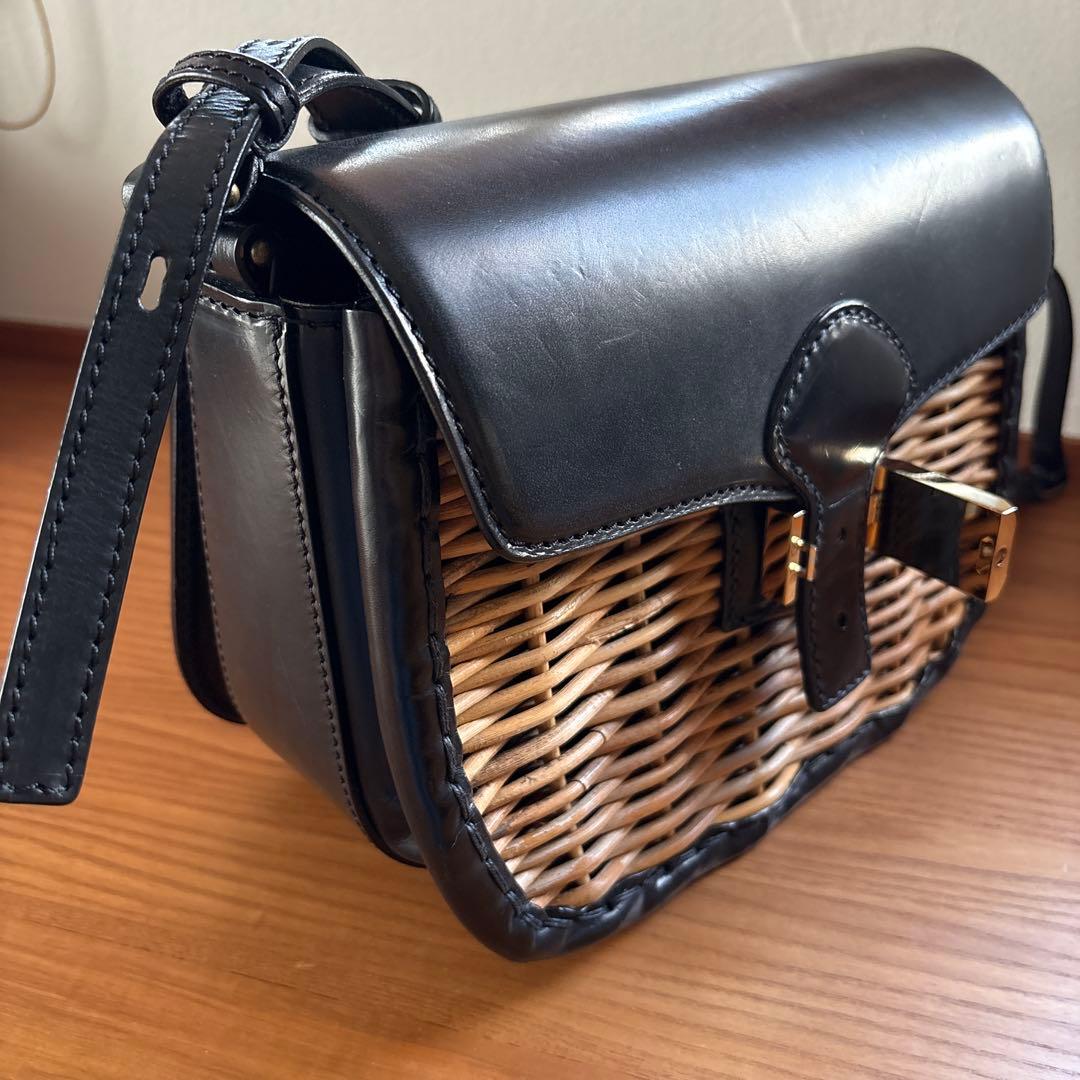 【美品】ebagos エバゴス　2way ショルダーバッグ　カーフレザー×紅藤