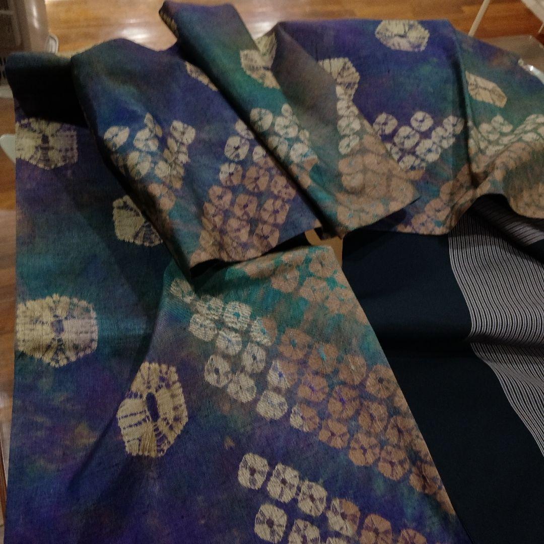 およう！！❣️未使用❣️紬袋帯 　全通柄紫と青の絞り染♡リバーシブル
