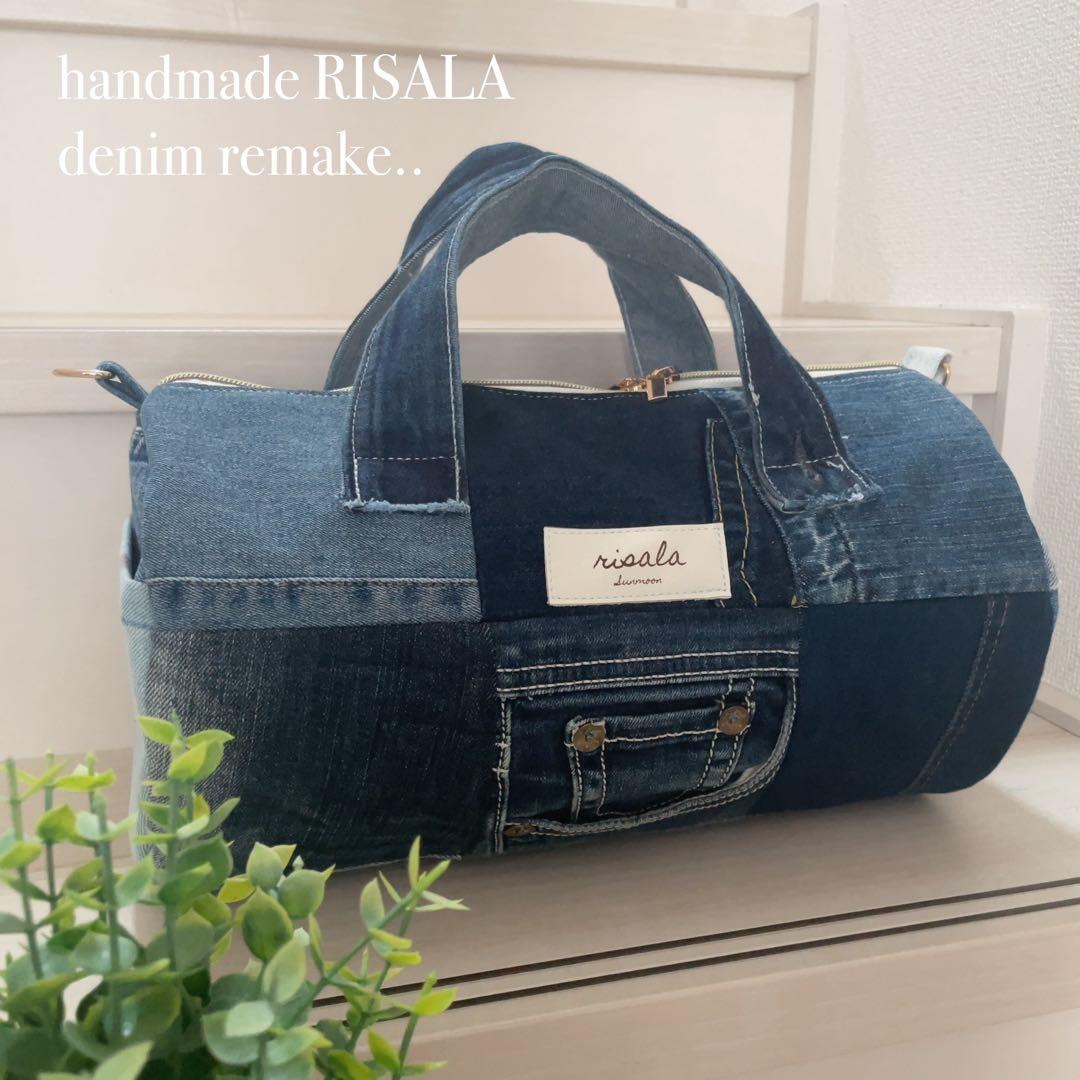 デニムリメイク ドラム型バッグ