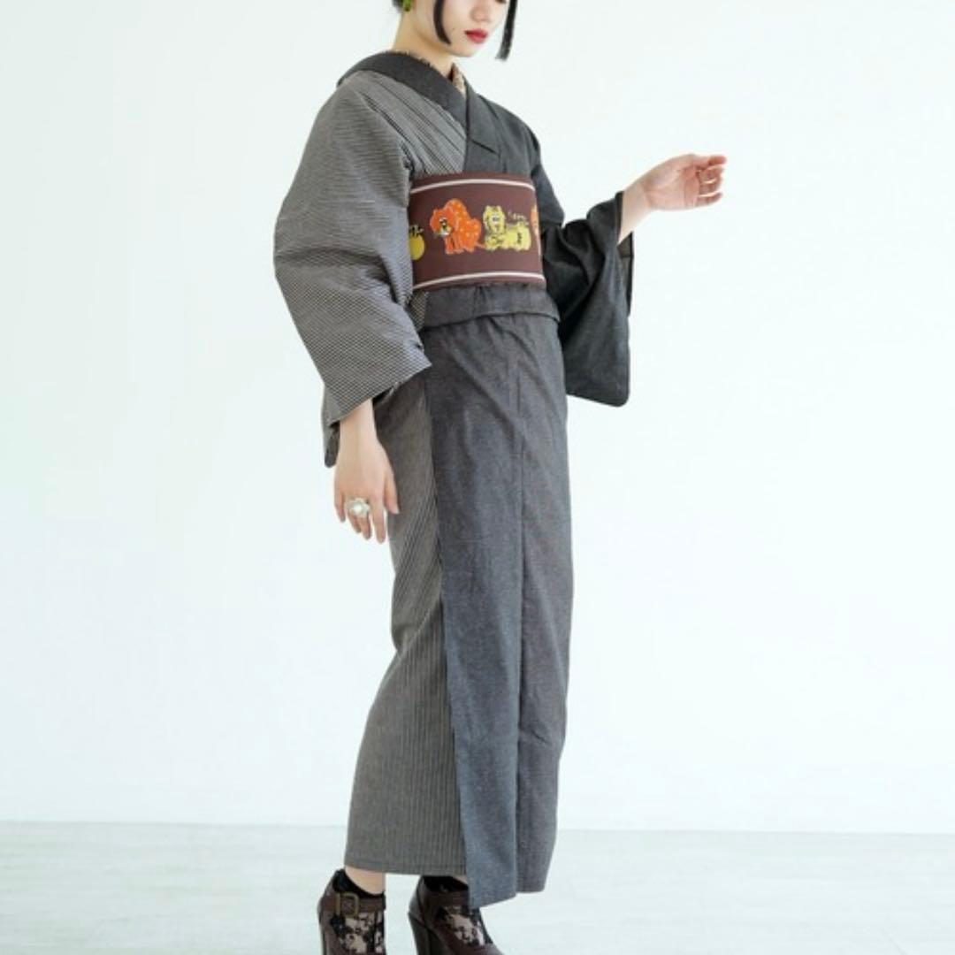 アデリアレトロ×ニコアンティーク　デニム着物　帯セット