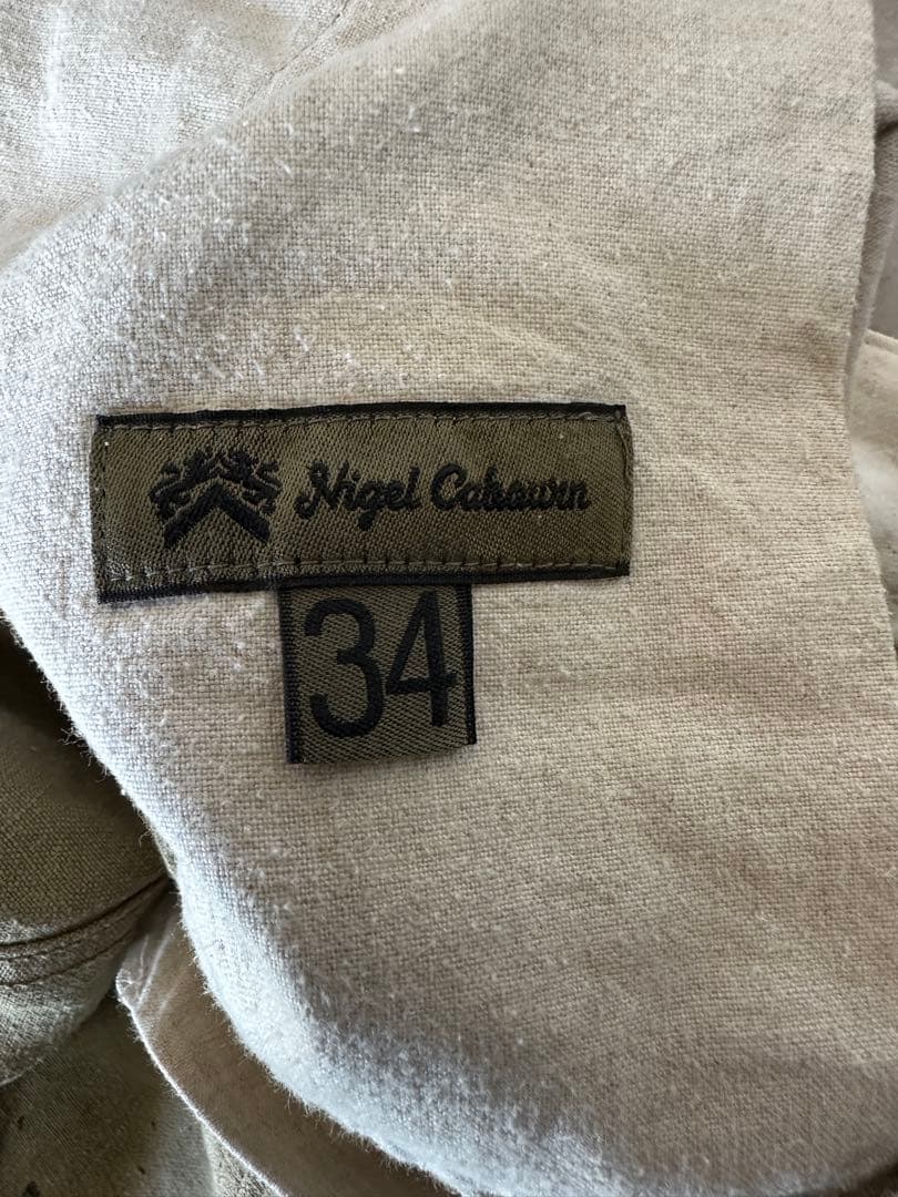 ナイジェルケーボン　フレンチワークパンツ ヘンプキャンバス　34