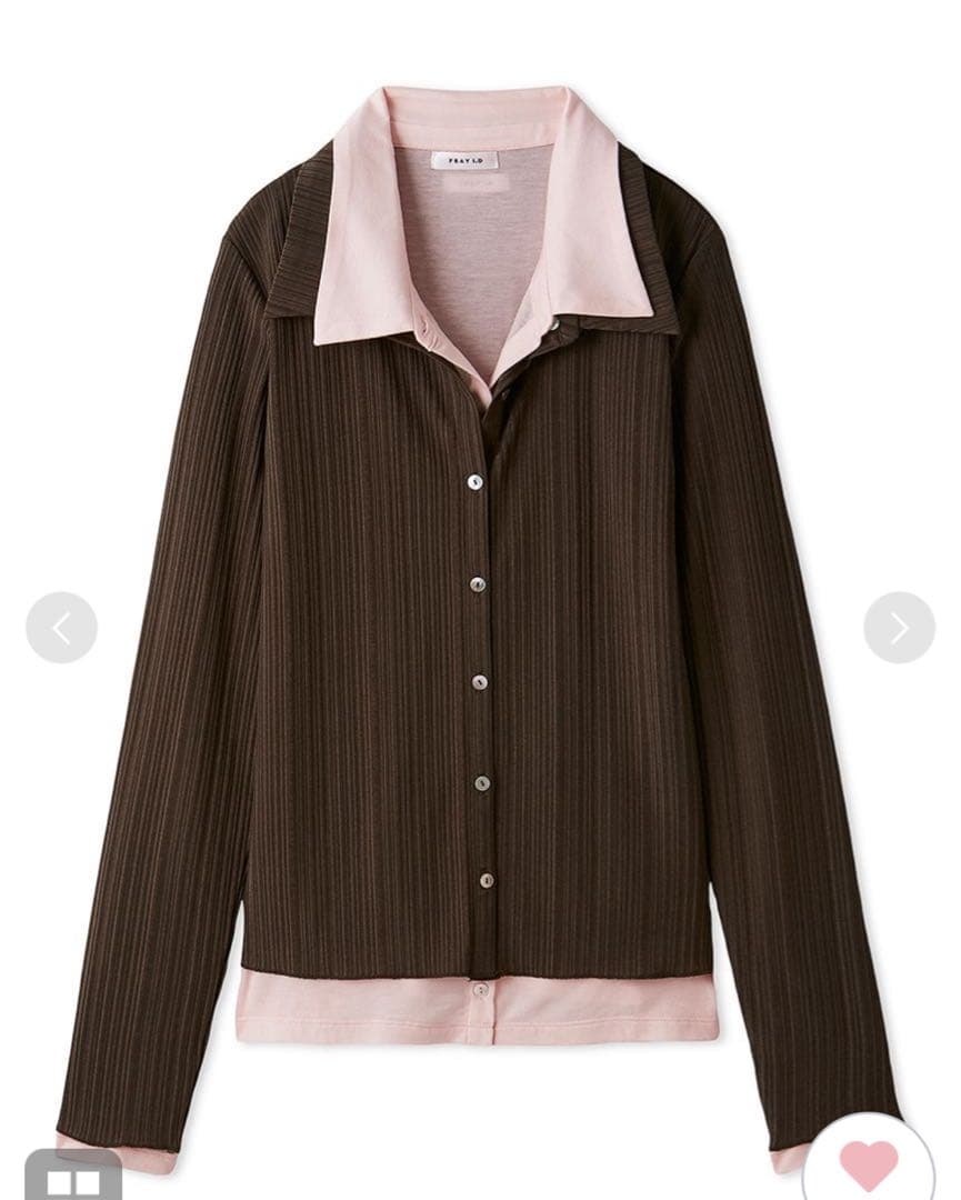 新品タグ付き レイヤードポロカットソー BRW ブラウン ピンク