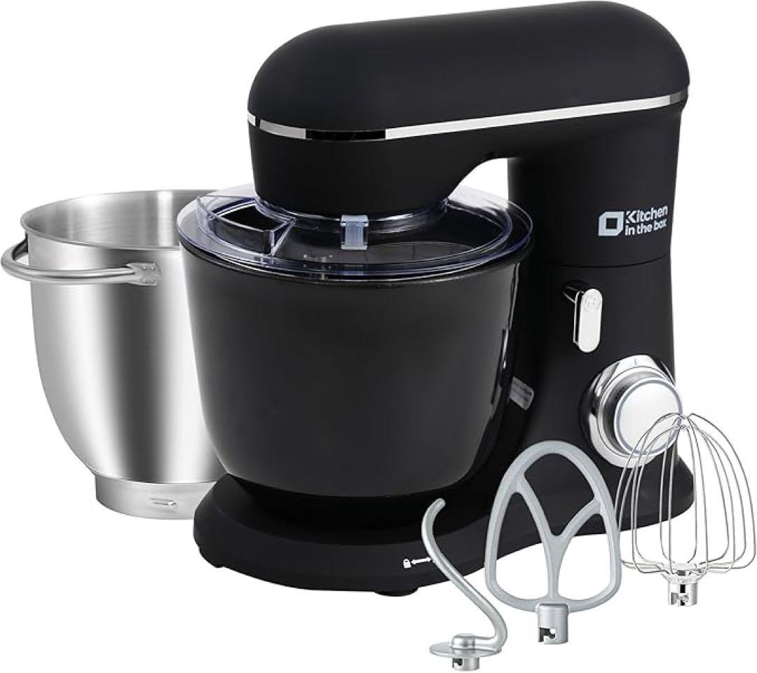 スタンドミキサー 4.5L+5L 大容量 アタッチメント付き ブラック